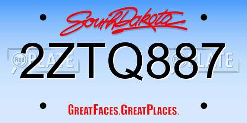 2ZTQ887 South Dakota License Plate
