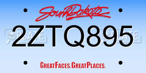 2ZTQ895 South Dakota License Plate