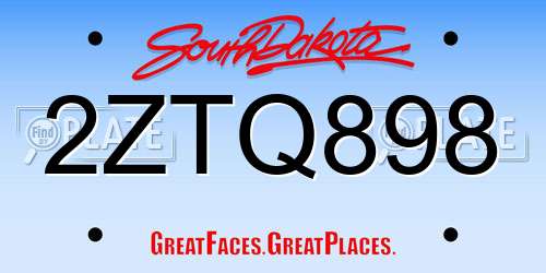 2ZTQ898 South Dakota License Plate