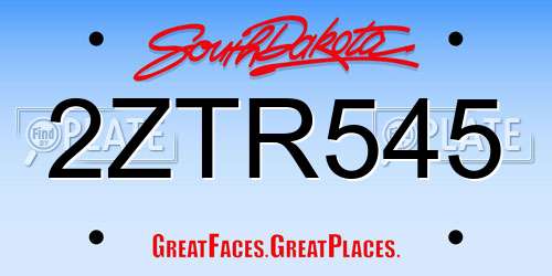 2ZTR545 South Dakota License Plate