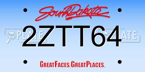2ZTT64 South Dakota License Plate
