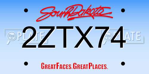 2ZTX74 South Dakota License Plate