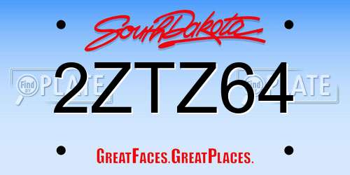 2ZTZ64 South Dakota License Plate
