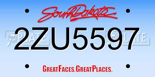 2ZU5597 South Dakota License Plate