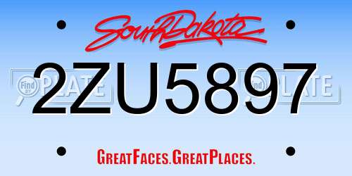 2ZU5897 South Dakota License Plate