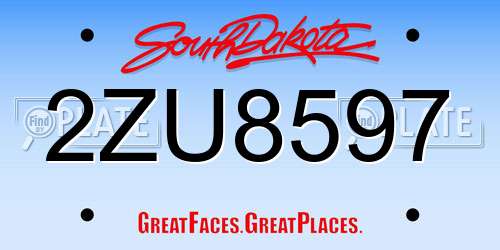 2ZU8597 South Dakota License Plate