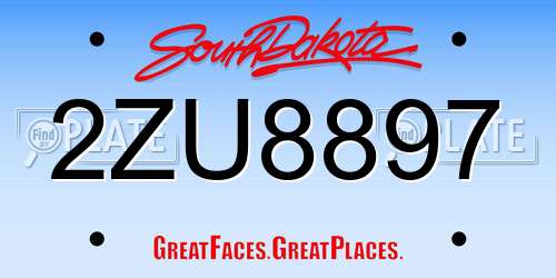 2ZU8897 South Dakota License Plate