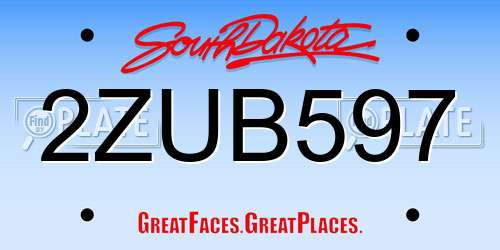 2ZUB597 South Dakota License Plate