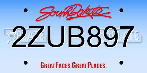 2ZUB897 South Dakota License Plate