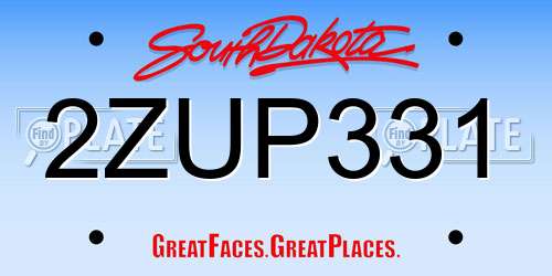 2ZUP331 South Dakota License Plate