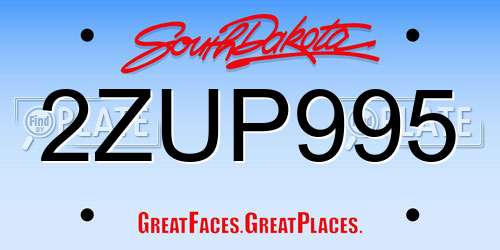 2ZUP995 South Dakota License Plate