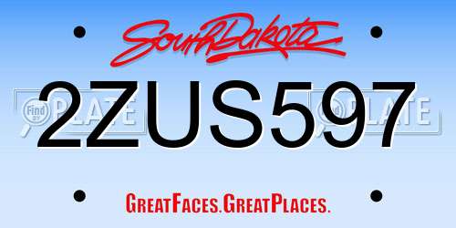 2ZUS597 South Dakota License Plate