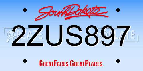 2ZUS897 South Dakota License Plate