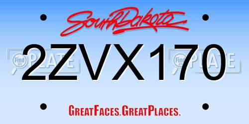2ZVX170 South Dakota License Plate