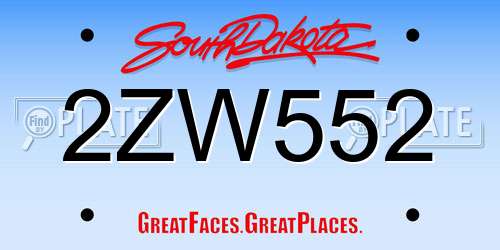 2ZW552 South Dakota License Plate