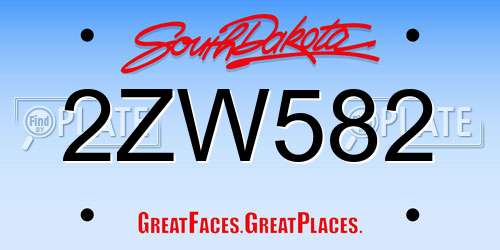 2ZW582 South Dakota License Plate
