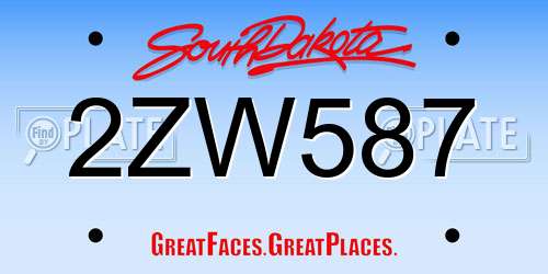 2ZW587 South Dakota License Plate