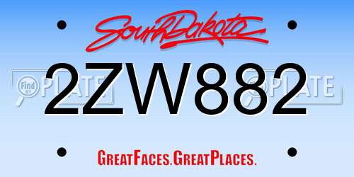 2ZW882 South Dakota License Plate