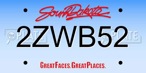 2ZWB52 South Dakota License Plate