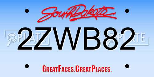 2ZWB82 South Dakota License Plate