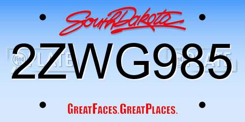 2ZWG985 South Dakota License Plate
