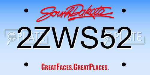 2ZWS52 South Dakota License Plate