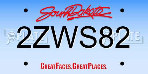 2ZWS82 South Dakota License Plate