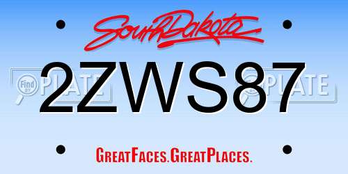 2ZWS87 South Dakota License Plate