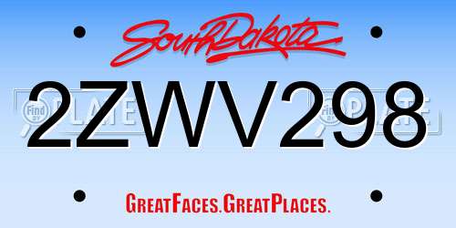 2ZWV298 South Dakota License Plate