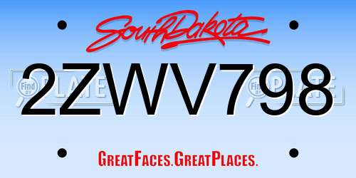 2ZWV798 South Dakota License Plate