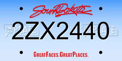 2ZX2440 South Dakota License Plate
