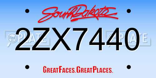 2ZX7440 South Dakota License Plate
