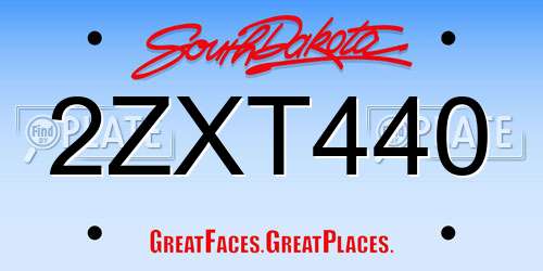 2ZXT440 South Dakota License Plate