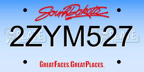 2ZYM527 South Dakota License Plate