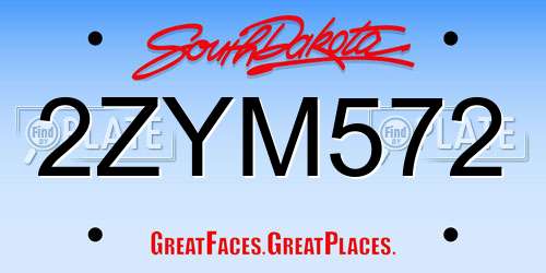 2ZYM572 South Dakota License Plate