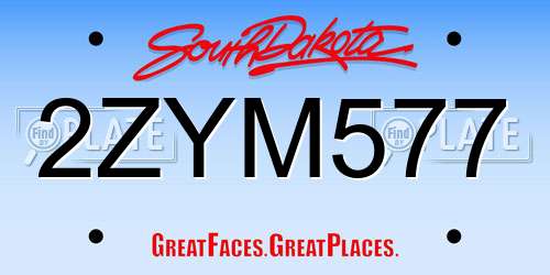 2ZYM577 South Dakota License Plate