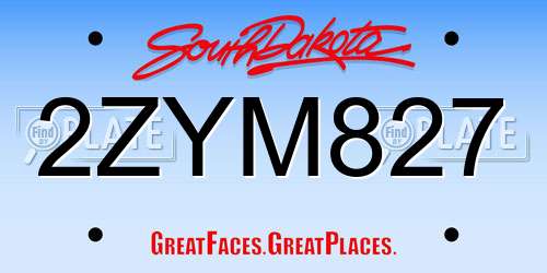2ZYM827 South Dakota License Plate