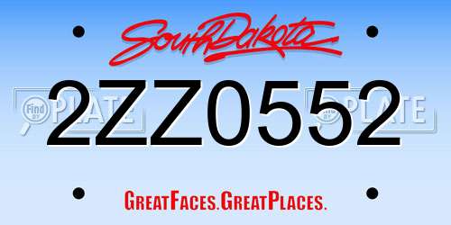 2ZZ0552 South Dakota License Plate