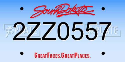 2ZZ0557 South Dakota License Plate