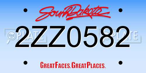 2ZZ0582 South Dakota License Plate