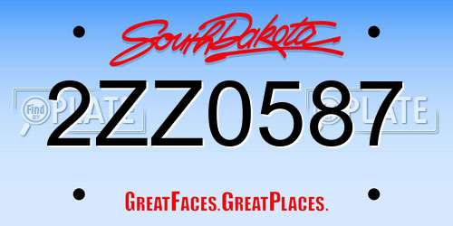 2ZZ0587 South Dakota License Plate