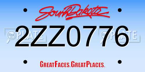 2ZZ0776 South Dakota License Plate