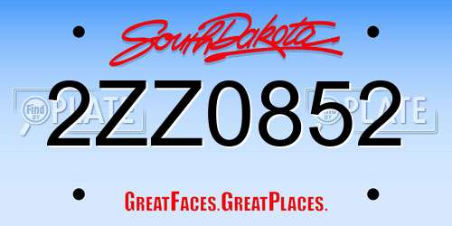 2ZZ0852 South Dakota License Plate