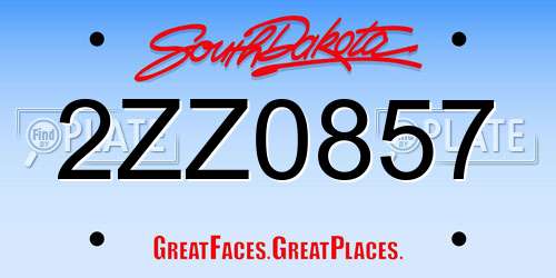 2ZZ0857 South Dakota License Plate