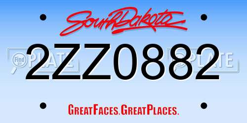 2ZZ0882 South Dakota License Plate