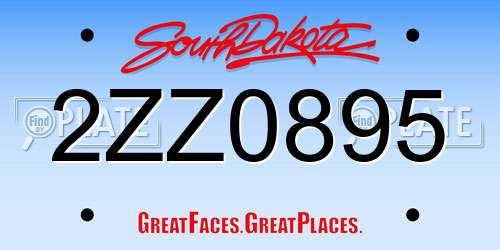 2ZZ0895 South Dakota License Plate