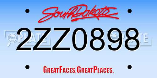 2ZZ0898 South Dakota License Plate