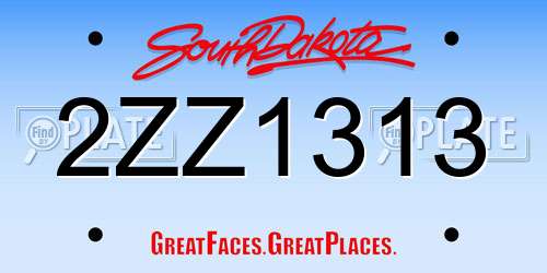 2ZZ1313 South Dakota License Plate