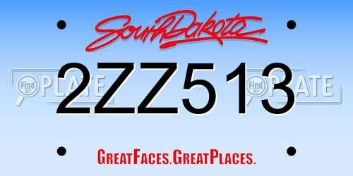 2ZZ513 South Dakota License Plate