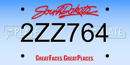 2ZZ764 South Dakota License Plate